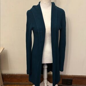 Cyrus Teal Open-Front Hooded Women's Cardigan Size M EUC